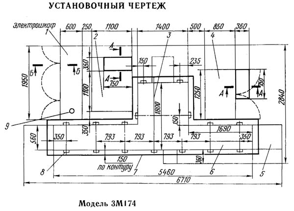 Установче креслення круглошліфувального верстата 3М174